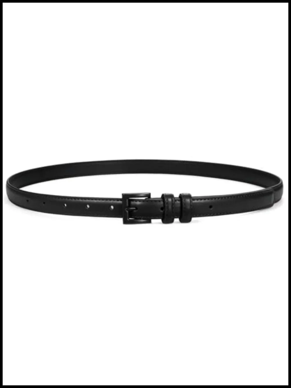 Women's Skinny PU Leather Belt with Square Buckle - 0.7